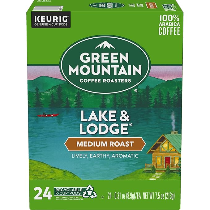 Green Mountain Coffee Roasters Lake and Lodge Blend Keurig Single-Serve K-Cup pods Medium Roast Coffee 96 Count