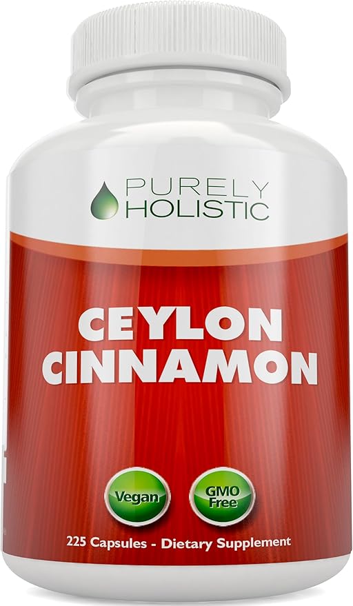 Purely Holistic Ceylon Cinnamon Capsules 1500mg 225 Vegan Cinnamon Capsules 75 Day Supply (25% More Servings) True Sri Lankan Ceylon Cinnamon Supplement