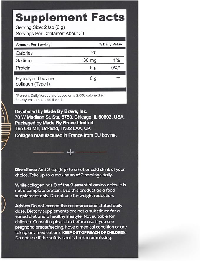 Ancient + Brave True Collagen Powder Packets 15 x 5g EU Grass Fed Collagen Peptides Highly Absorbable Protein Powder Supplements for Women Keto Friendly for Hair Skin and Nails Travel Ready
