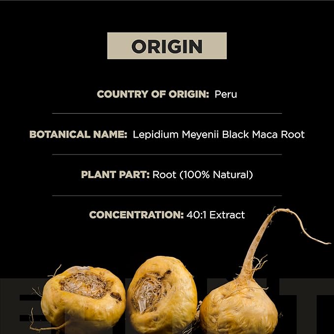 40000mg 40x Strength Organic Black Maca Root w. Ashwagandha - #1 Highest Potency Black Maca Root Capsules for Men Supplement 40:1 Extract - 100% Pure Maca Peruana Maca Powder Pills Gelatinized