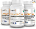 Organixx USDA Organic Turmeric Curcumin Supplement with Ashwagandha Vitamin D Turmeric &amp Ginger – Fermented for Maximum Bioavailability 60 Count (Pack of 3)
