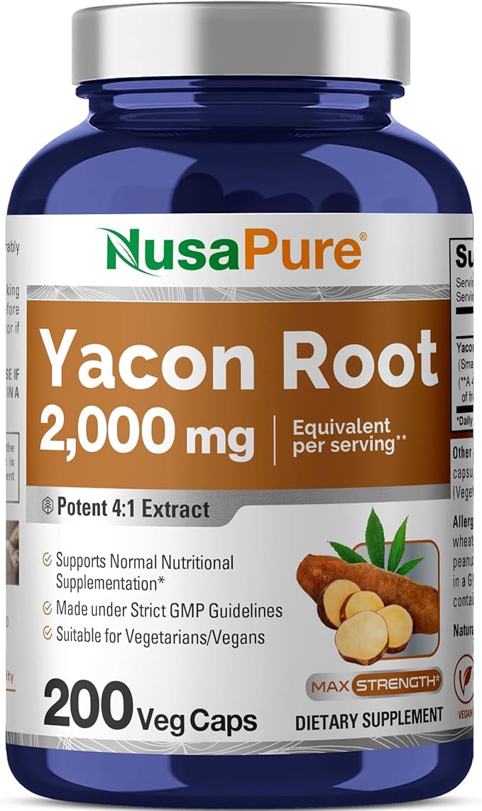 NusaPure Yacon Root Extract 2000mg 200 Vegetarian Capsules (Extract 4:1 Non-GMO Vegan)
