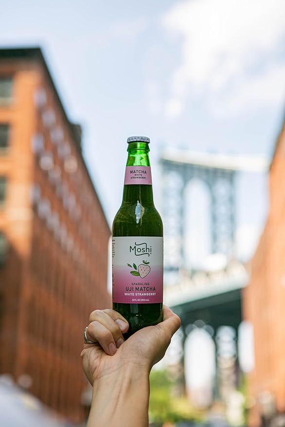 Moshi Sparkling Drinks - White Strawberry Matcha (12 Bottles)