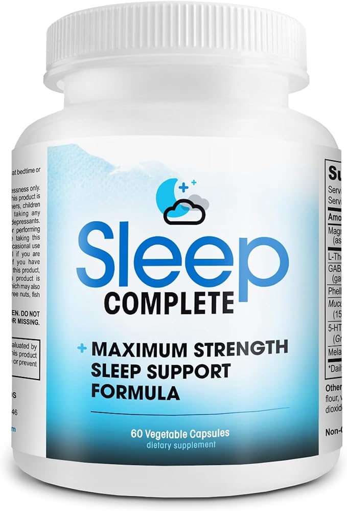 Sleep Complete - 6-in-1 Natural Sleep Support Formula Blend of L-Theanine 5-HTP Melatonin Magnesium Mucuna Pruriens Extract GABA and Phellodendron Bark (herb Powder).