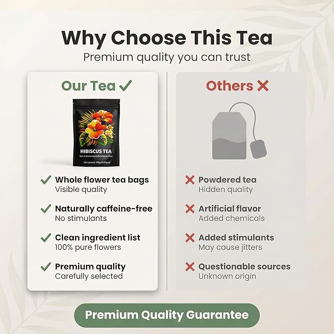 Hibiscus Tea Organic Hibiscus Tea Bags Antioxidant-Rich Rich in Anthocyanins &amp Vitamin C Naturally Caffeine-Free to Soothe the Mind Tart &amp Refreshing Flavor 20 Tea Bags