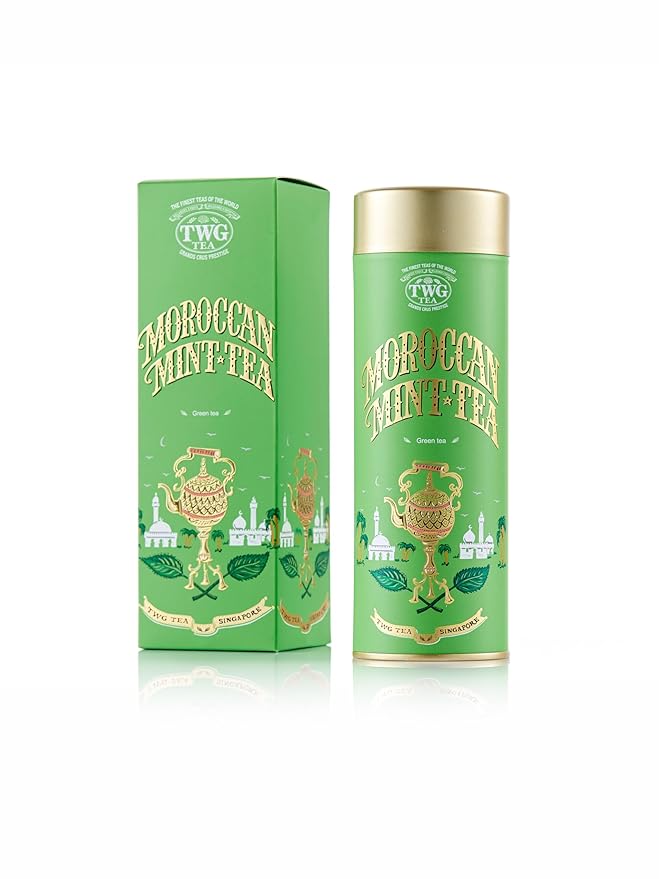 TWG Tea | Moroccan Mint Tea | Green Tea | Spearmint Leaves | Haute Couture Tin 120g | Gift Set