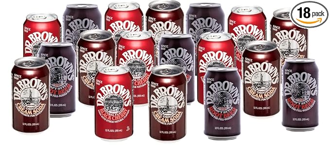 Dr. Browns Soda (18 Pack): 6 Black Cherry 6 Root Beer 6 Cream Soda 12oz cans