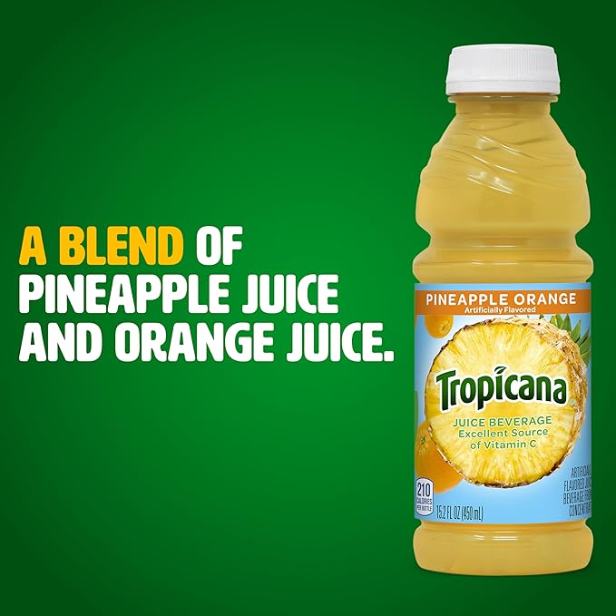 Tropicana Juice Drink 15.2 Bottles Pineapple Orange 15.2 Oz (Pack of 12)