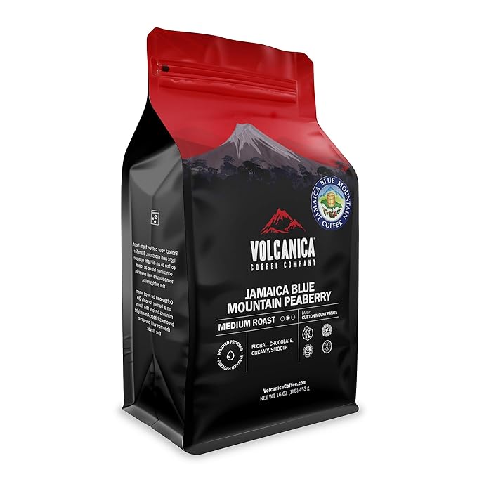 Jamaica Blue Mountain Peaberry Coffee 100% Pure Whole Bean Fresh Roasted Kosher 16-ounce