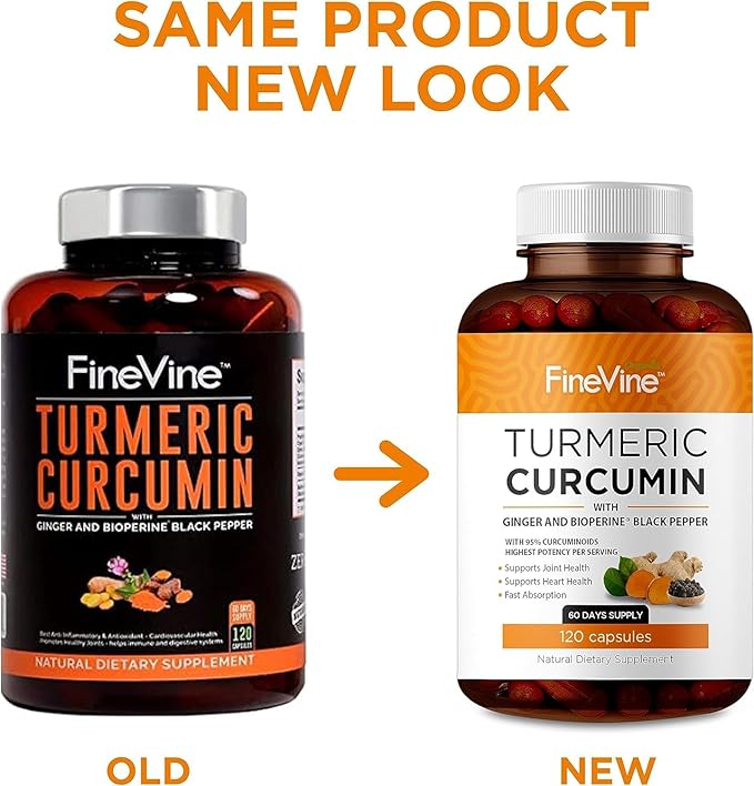 Turmeric Curcumin Supplement – 95% Curcuminoids with BioPerine Black Pepper &amp Ginger – 240 Capsules for Joint Support &amp Mobility – High Absorption Tumeric Curcuma Pills
