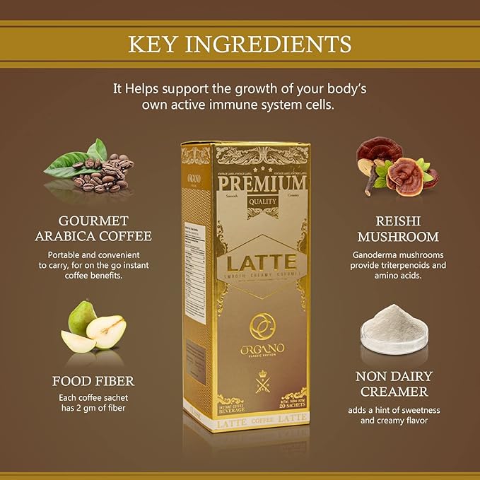 ORGANO Combo Pack 1 Box Black Coffee And 1 Box Cafe Latte 100% Cetified Organic Gourmet Coffee.