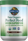 Garden of Life Raw Organic Perfect Food Green Superfood Juiced Greens Powder - Chocolate 60 Servings Non-GMO Gluten Free Vegan Whole Food Dietary Supplement Plus Probiotics Enzymes