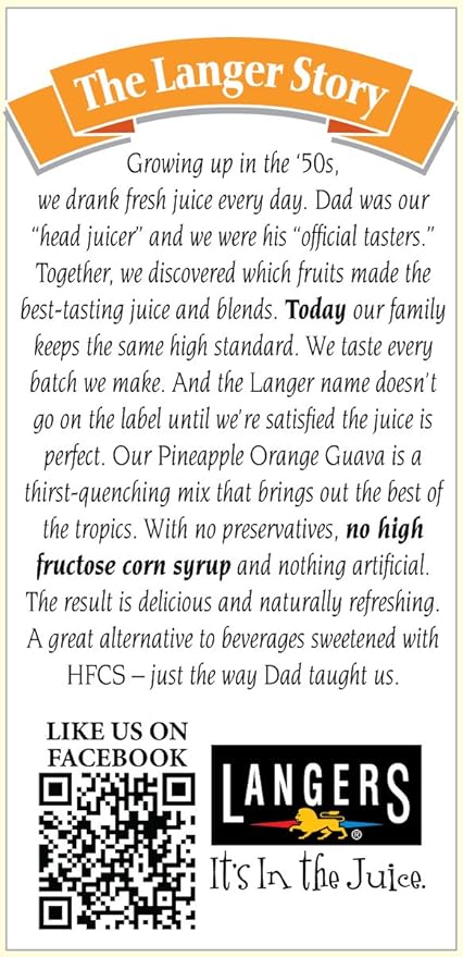 Langers Juice Cocktail Pineapple Orange Guava 64 Fl Oz (Pack of 8)