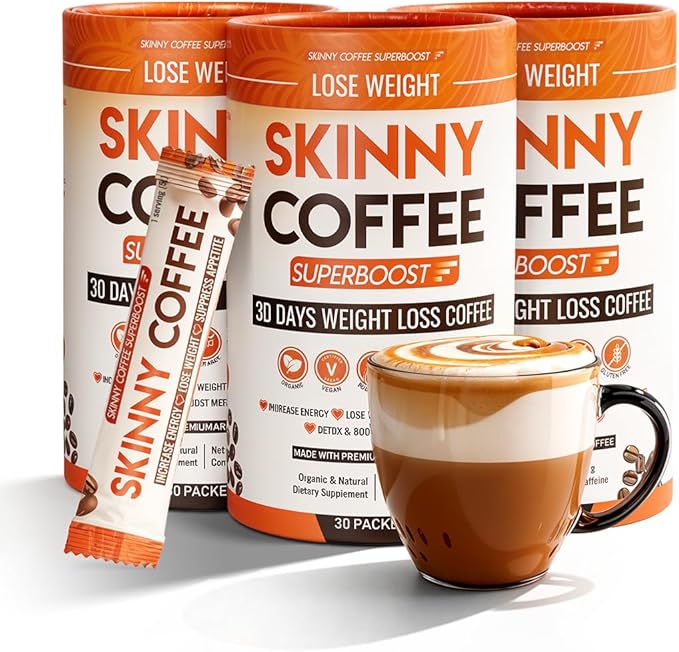 Skinny Coffee Super Boost Weight Loss Coffee Belly Fat Burner for Women &amp Men Sugar-Free Keto Vegan Reduces Bloating Supports Energy &amp Metabolism Appetite &amp Cravings Control (90 Servi