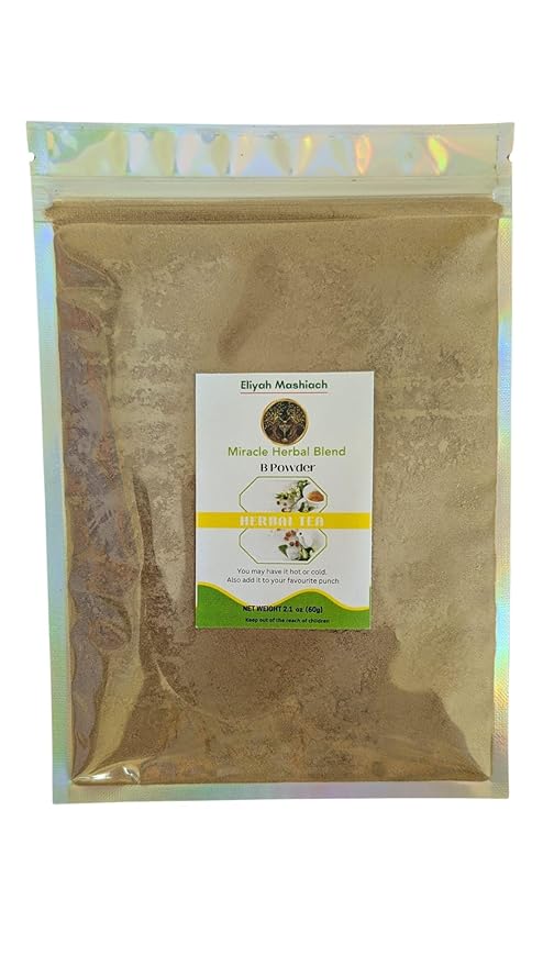 Eliyah Mashiach B Powder Herbal Tea Blend with Cascara Sagrada Red Clover Burdock and Dandelion 2.1 oz Hot or Cold Brew