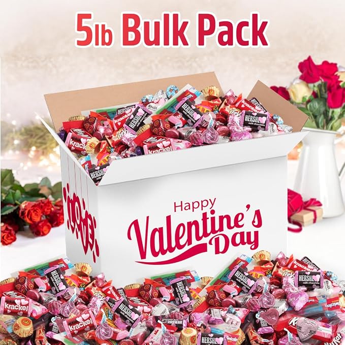 Mothers Day Chocolate Mix 5lb Pack of Heart Candy Bulk Individually Wrapped Ideal Valentine Candy Assortment for All Ages Perfect Mothers Day Chocolate Gifts for Loved Ones