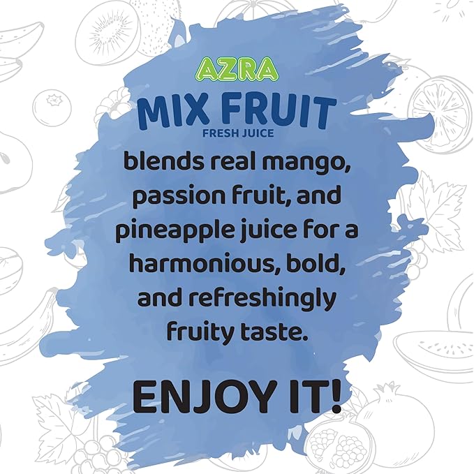 AZRA 100% Mix Fruit Juice – 500ml Canned Drinks Healthy Beverages Variety Pack – Zero Sugar Juice Fruit Punch for Kids and Adults – Bulk 100% Juice Pack 12 Count
