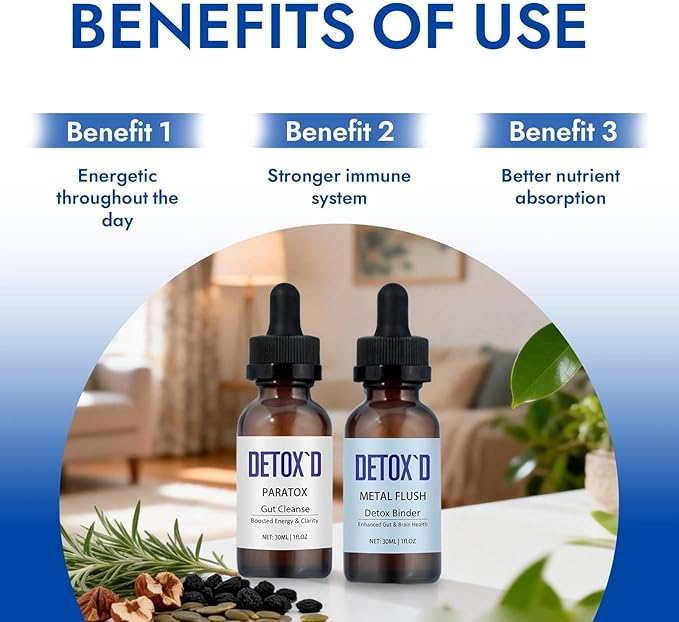 Detox’d Paratox Gut Cleanse &amp Detox - Herbal Liquid Drops with Black Walnut Wormwood Clove &amp Oregano for Digestive Balance Energy Boost &amp Immune Support(1pc)