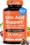 3 in 1 Uric Acid Flush Cleanse – Tart Cherry Extract with Turmeric &amp Celery Seed Supplement Purge - Feet and Joint Support - 60 Veggie Capsules