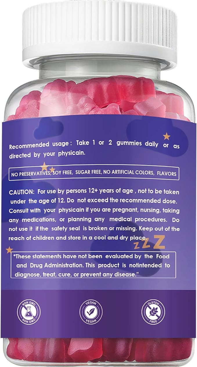 Sleep Gummies 500mg Magnesium Citrate High Absorption Magnesium Gummies with L-Theanine and Herbal Blend for Sleep Mood Relaxation for Adults Vegan Grape Flavor 120 Count