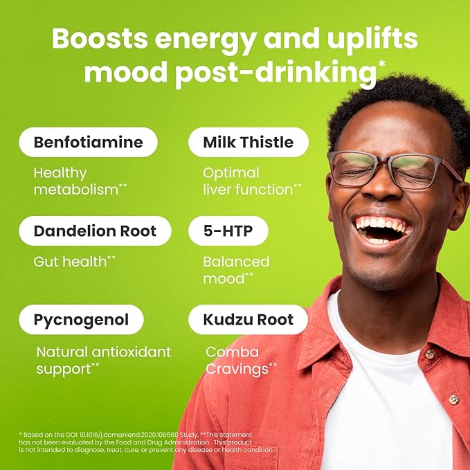 NoMoreDrinks Anti Alcohol Craving Supplement | Liver Detox &amp Combat Cravings | Energy Support Alcohol Replacement Drink | Organic Milk Thistle Supplement &amp Dandelion Root &amp 5HTP | (40) Ene