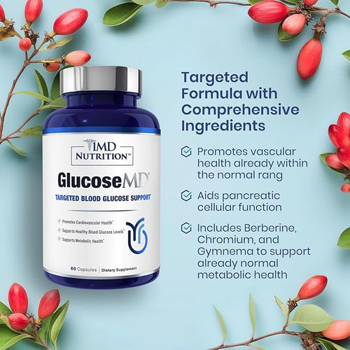 1MD Nutrition - Cinnamon bark 10:1 Water Extract Chromium Neem Leaf Berberine Cayenne Pepper 5:1 Extract Lion's Mane Gymnema Leaf and Stem - 60 Capsules
