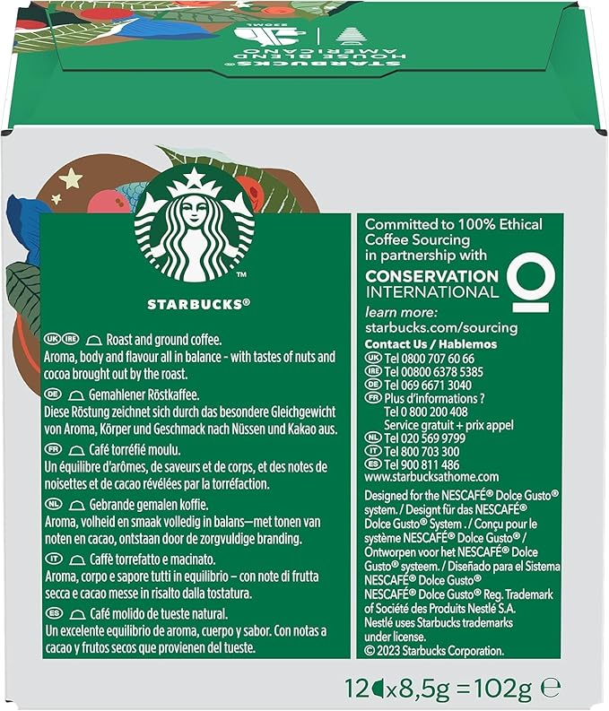 Starbucks Americano House Blend Medium Roast Coffee Pods by NESCAFÉ Dolce Gusto (Pack of 6 Total 72 Pods)