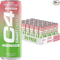 C4 Smart Energy Drink - Sugar Free Performance Fuel &amp Nootropic Brain Booster Coffee Substitute or Alternative | Strawberry Guava 12 Oz - 24 Pack
