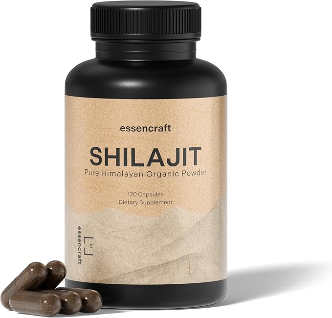 Organic Himalayan Shilajit Resin Extract - 1000mg Max Potency Lab Tested Pure Shilajit for Men &amp Women 85+ Trace Minerals Fulvic Acid Immune Support Energy Cognition 2 Month Supply 120 Caps