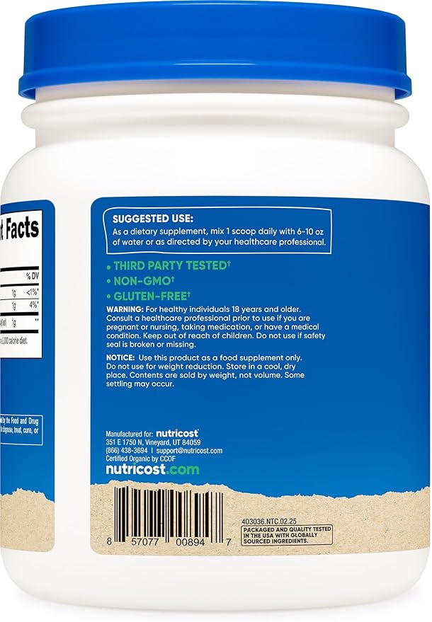 Nutricost Organic Alfalfa Powder 1LB - USDA Certified 100% Organic Vegetarian Non-GMO Gluten Free