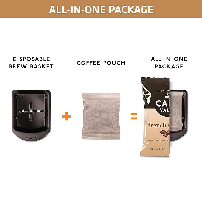 Cafe Valet Single Serve Individually Wrapped Coffee Packs Regular Dark Roast and French Vanilla 100% Arabica Coffee 168 Count