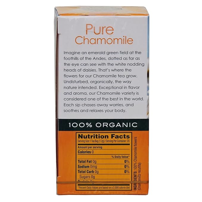 Garden of the Andes Herbal Organic Decaf Chamomile Hot Tea Bags 0.9 oz 20 Tea Bag Count (Pack of 3 Boxes)