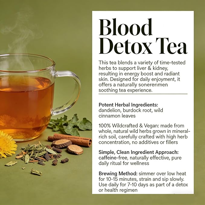 Jamaican Garden Blood Detox Tea 100% Wildcrafted Herbs with Guaco Burdock Root Oregano Cinnamon Moringa Hand Picked and Sun-Dried in the Blue Mountains of Jamalca Gentle For Daily Use (2pcs)