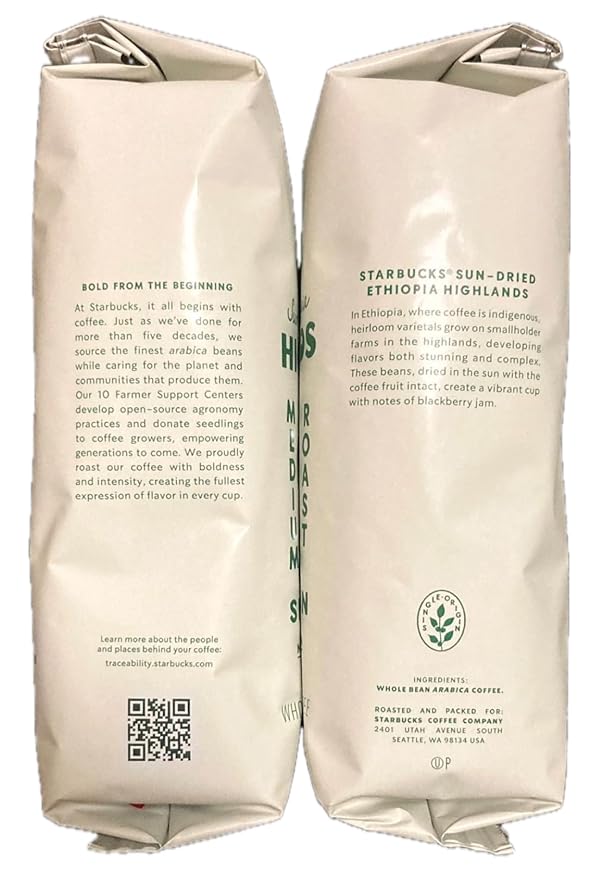Starbucks Whole Bean Ethiopia 16 Ounces (Pack of 2)