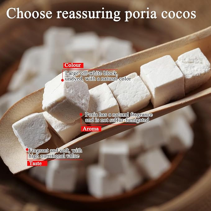 Poria Cocos Tea Fu Ling 17.64oz/500g Chinese Herbal Ingredient for Beverage Soup Porridge &amp Baking White Poria Cocos 茯苓 茯苓块