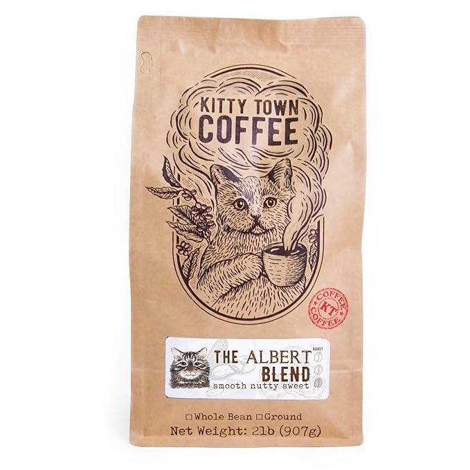 Kitty Town Coffee: The Albert Blend Light Roast Coffee From Brazil &amp Costa Rica 2lb (32oz) Whole Bean