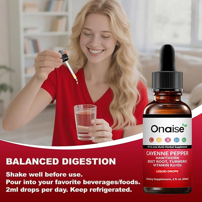 Cayenne Drops - Cayenne Pepper Drops Liquid Supplement with Organic Hawthorn Beet Root Turmeric Vitamin K2 D3