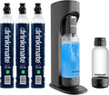 Drinkmate OmniFizz Sparkling Water and Soda Maker Carbonates Any Drink ULTIMATE BUNDLE - Includes three 60L CO2 Cylinders Two Carbonation Bottles and Fizz Infuser (Matte Black)