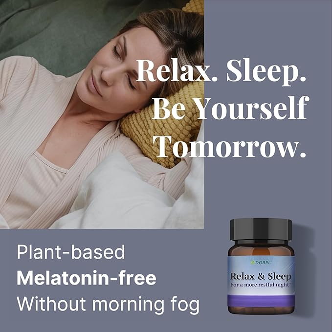 DOBEL Relax &amp Sleep - Melatonin Free Sleep Aid for Adults - Magnesium Glycinate Ashwagandha GABA &amp 5-HTP - Non-Habit Forming Support for Deep Sleep &amp Evening Calm - 60 Tablets