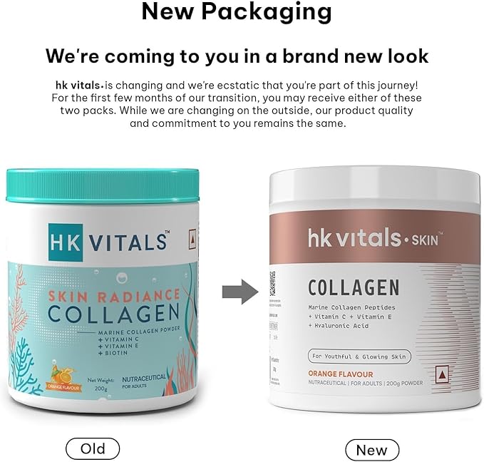 Mar.ine Collagen Supplement (Orange 200 Gram) | Vitamin C E Sodium Hyaluronate | for Healthy Skin Hair &amp Nails
