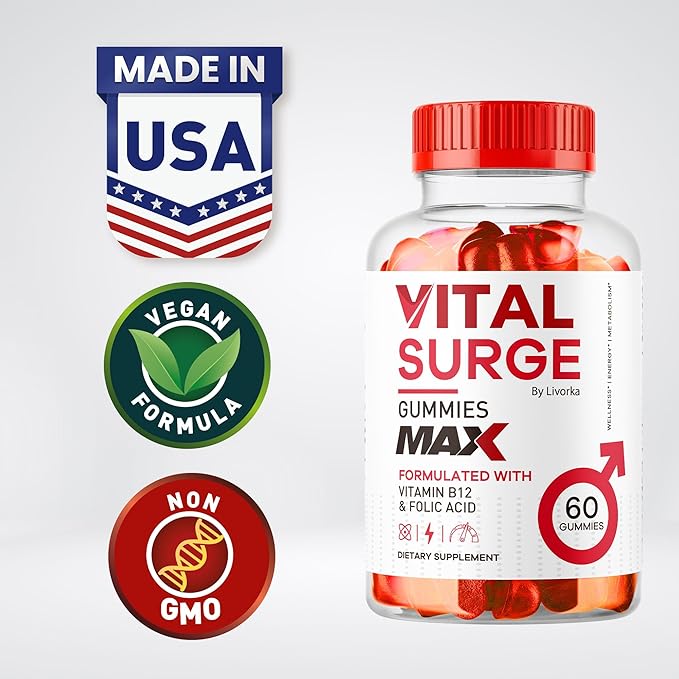 (2 Pack) Vital Surge - Vital Surge for Men Max Maximum Strength 1050 MG VitalSurge Supplement Support Gummy Advanced Formula Premium Vitamin Gomitas (120 Gummies)