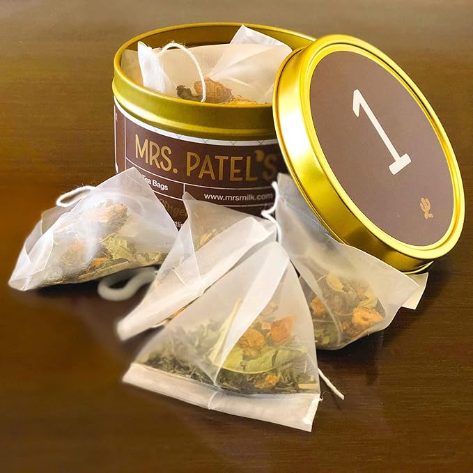 Mrs. Patel's Pregnancy Tea 1st Trimester Ginger and Lemon Ease Morning Sickness For Pregnant Moms to Be Pyramid Tea Bags Caffeine Free Gluten Free Dairy Free Soy Free (14 Sachets)
