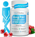 5 in 1 Cranberry Supplement for Women 36mg PAC 100% Soluble D-mannose Dandelion Herb Mulberry Uva Ursi Leaf Natural Urinary Tract Health Support Cranberry Pills UTIs Prevention 90 Caps