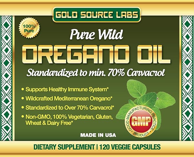 Wild Oregano Oil Capsules - 120 Liquid Veggie Softgels - Pure Standardized Wild Oregano Leaf Extract offers 70% Carvacrol (32 mg) for Immune System Health - Non GMO Vegan Gluten Free