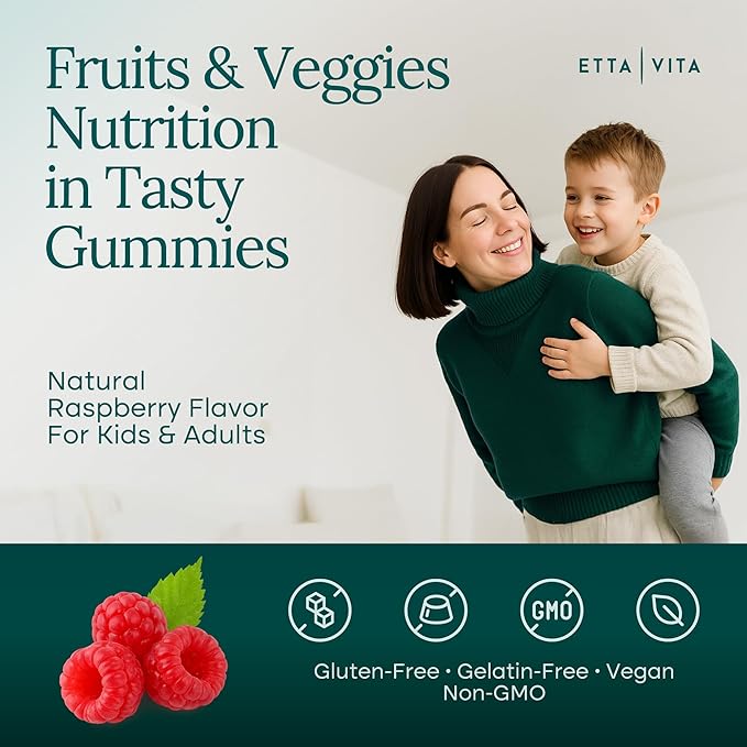 (120 Chews) Fruits and Veggies Supplement - Super Greens Gummies (9 Superfruits &amp 30 Veggies) Mushrooms Fruit and Vegetable Vitamins Non-GMO Pectin-Based Gluten-Free No Capsules