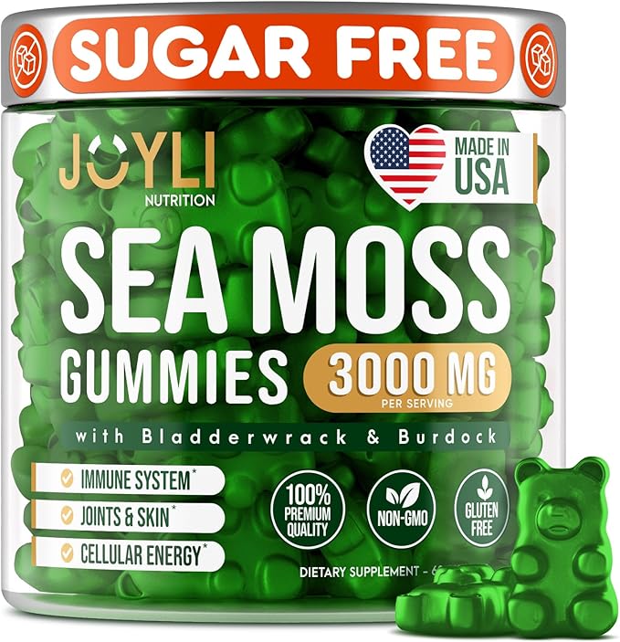 Sea Moss Gummies - Irish Seamoss Gummies for Adults &amp Kids - Advanced Superfood Supplement with Natural Sea Moss Gel Bladderwrack &amp Burdock Root Extract - 60 Vegan Irish Moss Gummy Bears