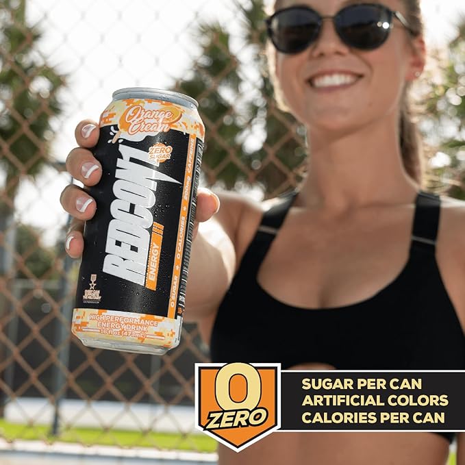 REDCON1 Energy High Performance Drink Orange Cream - Zero Sugar Energy Drink with Alpha GPC Nootropic - 200mg of Natural Caffeine from Green Coffee Beans - Vitamin B6 B12 &amp B5 to Boost Mood (12
