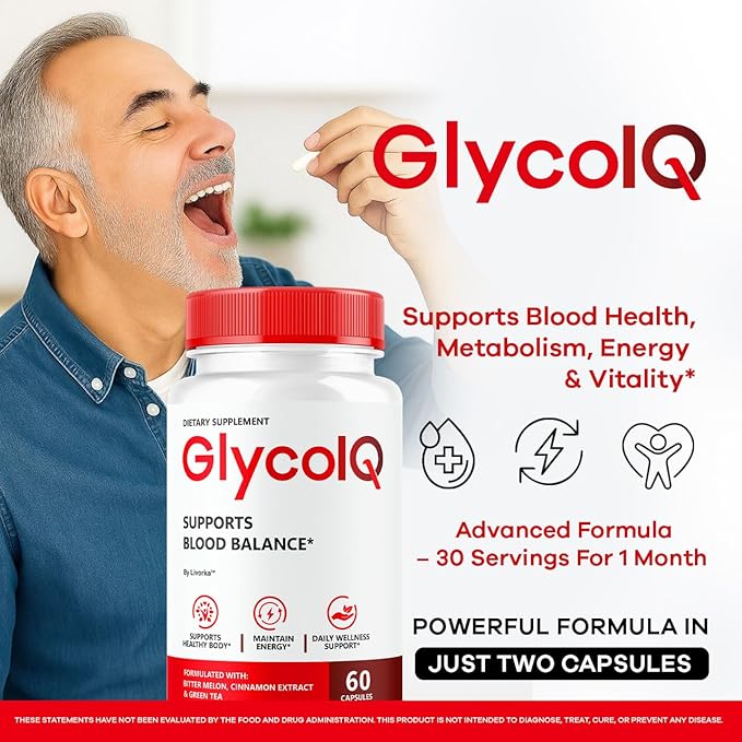 Glyco IQ Capsules - Official Glyco IQ Blood Support GlycoIQ Supplement Advanced Formula - Maximum Strength All Natural Ingredients Multivitamin for Overall Health &amp Wellness 60 Capsules for 1 M