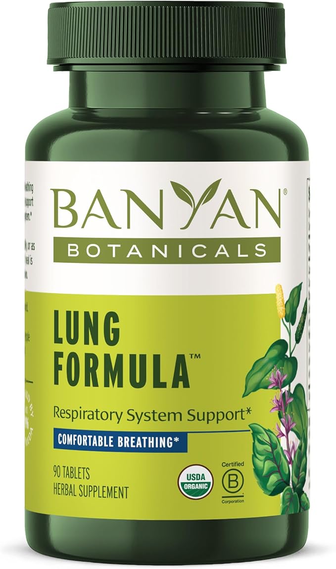 Banyan Botanicals Lung Formula – Organic Respiratory Support for Lung Health – Plant-Based Blend with Licorice Tulsi Leaf and Other Lung Health Herbs – 90 Tablets – Non GMO Fair for Life Vegan