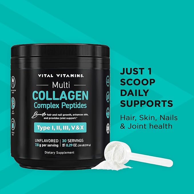 Vital Vitamins Multi Collagen Pills + Multi Collagen Peptides Powder